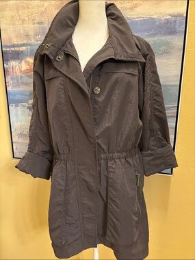 FILLMORE Women's Dark Brown Lightweight Trench Coat with Elastic Waist